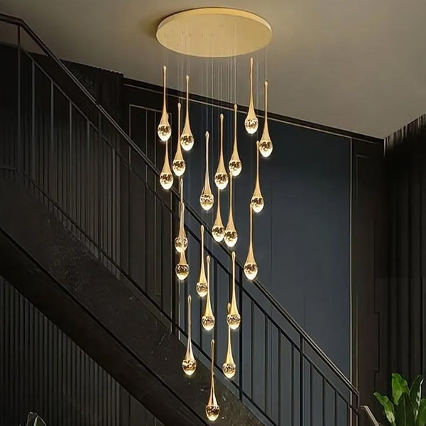 Luxury LED Crystal drops  Staircase Chandelier