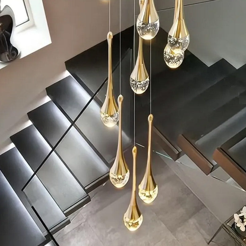 Luxury LED Crystal drops  Staircase Chandelier