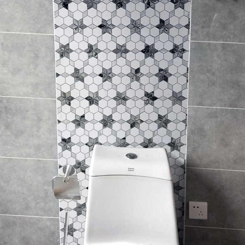 Simple light luxury White and Grey Flower marble mosaic backsplash tile - BEJUSTSIMPLE