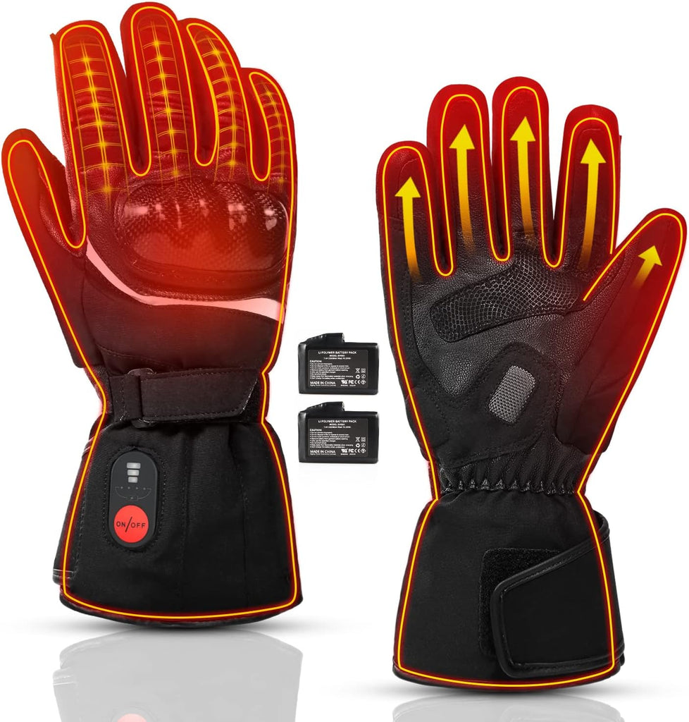 Heated Motorcycle Gloves for Professionals - Electric Rechargeable Battery-Powered Gloves for Men and Women, Waterproof Winter Riding, Skiing, Cycling, Hunting, Fishing
