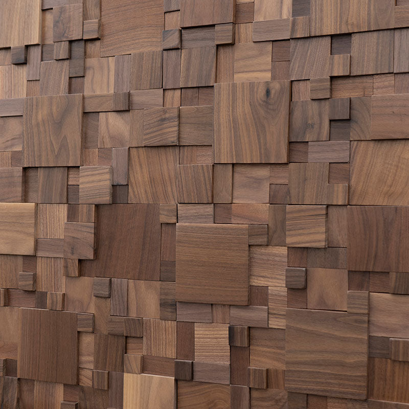 Luxury black walnut 3D square solid wood wooden wall decoration - BEJUSTSIMPLE