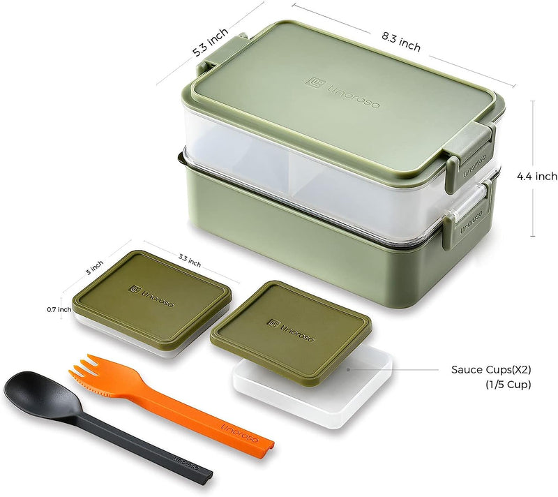 "On-The-Go Stackable Bento Box Lunch Box for adults and kids: Your Perfect Solution for All Meals - Food, Salad, and Snacks! 