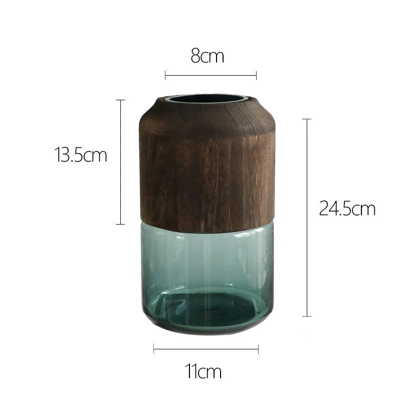 Nordic Light Luxury Transparent Log Wooden Glass Vase - BEJUSTSIMPLE