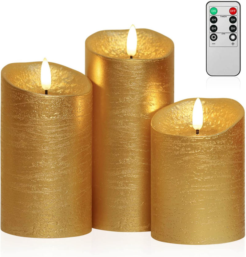 3-Pack Realistic Flickering Flameless LED Candles with Remote and Timer