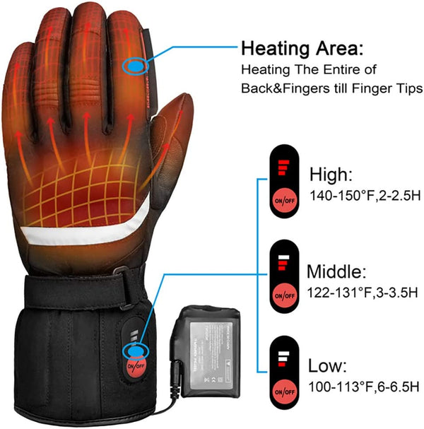 Heated Motorcycle Gloves for Professionals - Electric Rechargeable Battery-Powered Gloves for Men and Women, Waterproof Winter Riding, Skiing, Cycling, Hunting, Fishing