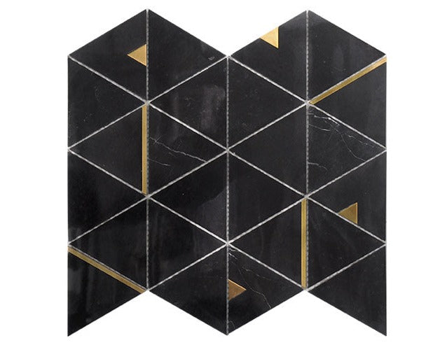 Gold Brass Triangle Marble Mosaic - BEJUSTSIMPLE