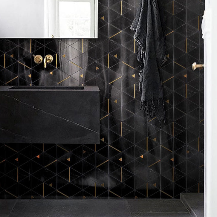 Gold Brass Triangle Marble Mosaic - BEJUSTSIMPLE