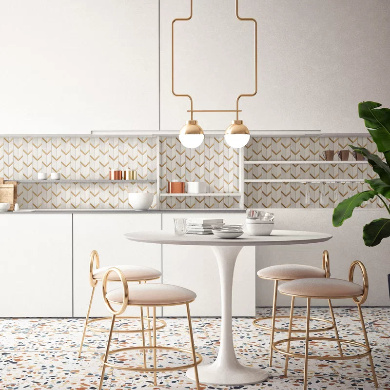 Light luxury mosaic Natural Bianco  Herringbone / Chevron Mosaic Wall Tile - BEJUSTSIMPLE