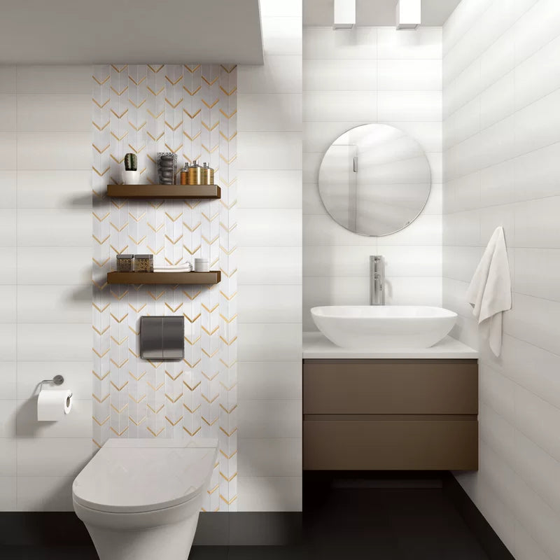 Light luxury mosaic Natural Bianco  Herringbone / Chevron Mosaic Wall Tile - BEJUSTSIMPLE