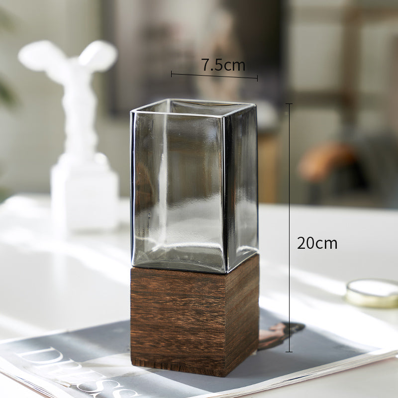 ERYN Glass Vase wood base - BEJUSTSIMPLE