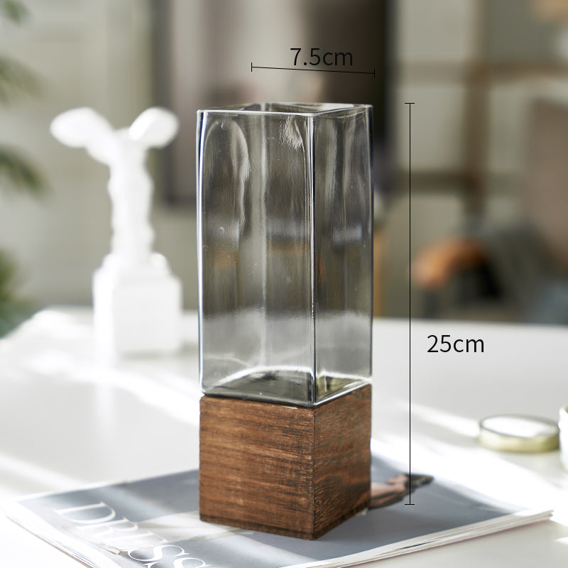 ERYN Glass Vase wood base - BEJUSTSIMPLE