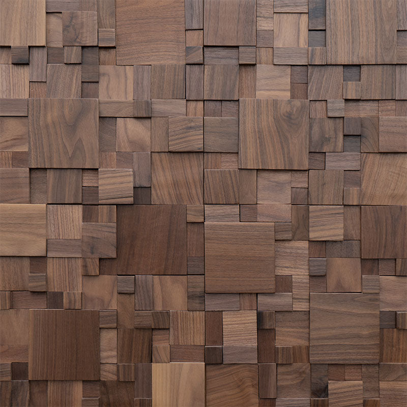 Luxury black walnut 3D square solid wood wooden wall decoration - BEJUSTSIMPLE