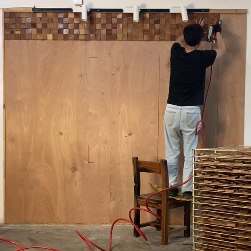 Wood DIY modern light luxury background wall mosaic - BEJUSTSIMPLE