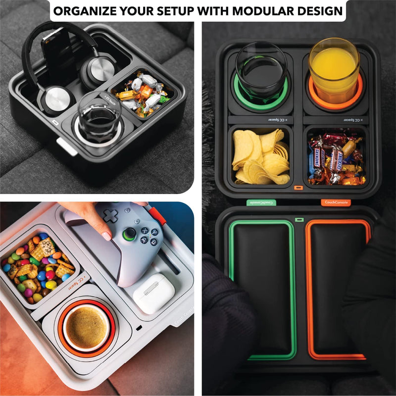 Multifunctional Cup Holder Tray with Armrest - Sofa Caddy for Drinks, Snacks, Phone Stand, and Remote Control Storage