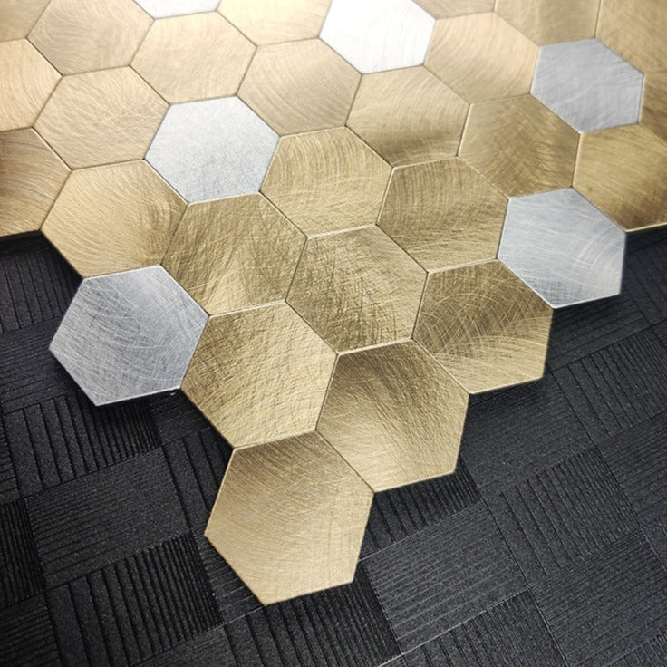 Hexagon Wall Mosaic Tile - Polished Metal Visual - BEJUSTSIMPLE