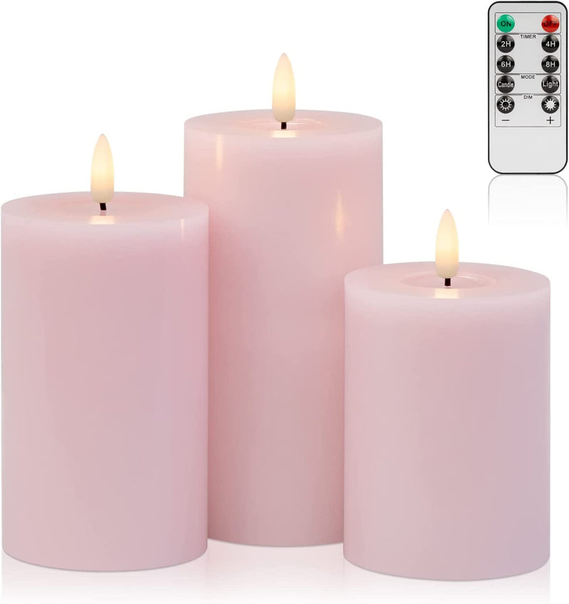 3-Pack Realistic Flickering Flameless LED Candles with Remote and Timer