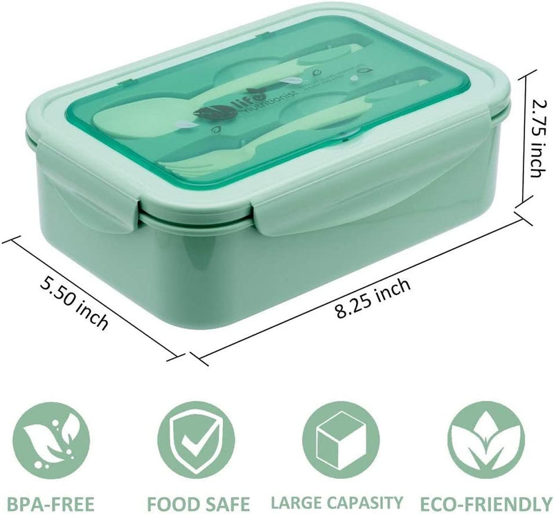 Bento Boxes for All Ages - 1100 ML Capacity Lunch Box with Spoon & Fork for Kids and Adults 