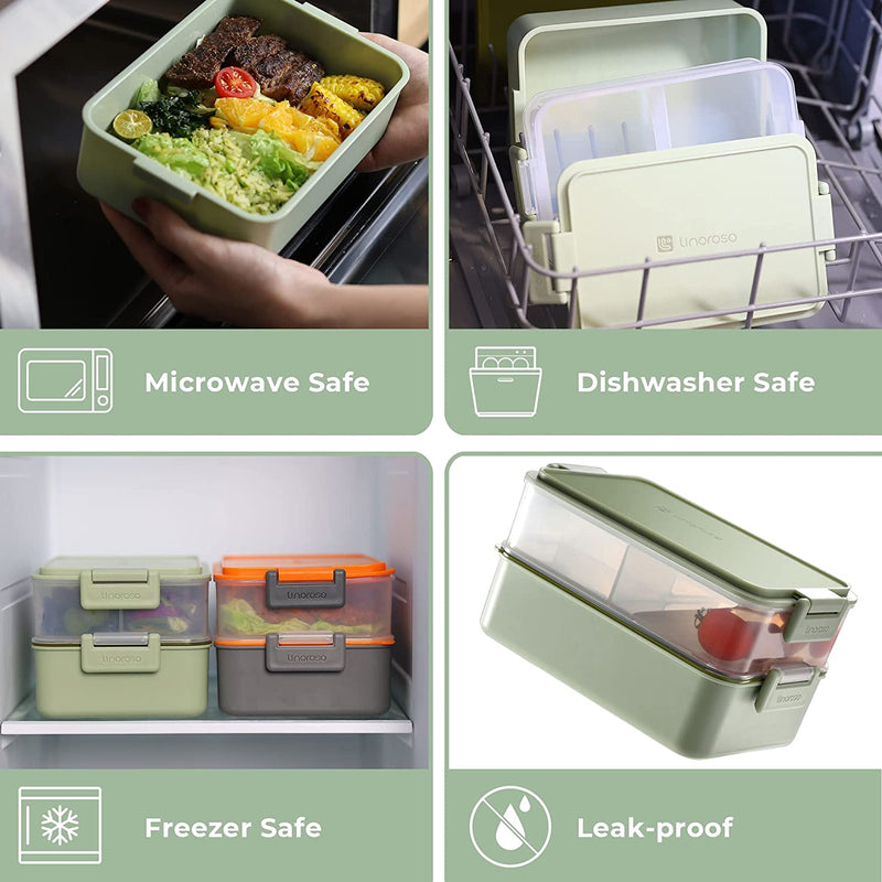 "On-The-Go Stackable Bento Box Lunch Box for adults and kids: Your Perfect Solution for All Meals - Food, Salad, and Snacks! 