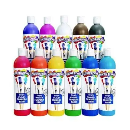 Vibrant NonToxic Washable Tempera Paint Set for Kids Crafts, 16 fl oz, Set of 11 Colors