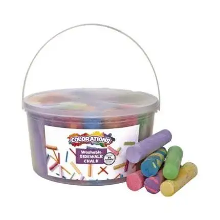 Vibrant Washable Sidewalk Chalk Set Fun Art for Kids- 50pc 4? x 1? Washable, Bright Colored Chalk Set