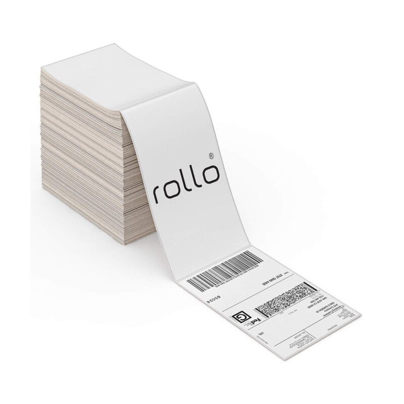 Rollo Direct Thermal Shipping Labels - Pack of 500 4x6 Thermal Labels Fanfold - Perforated and Strong Adhesive (Commercial Grade)