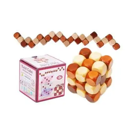 Wooden Twist Cube Brain Teaser Puzzle for All Ages
