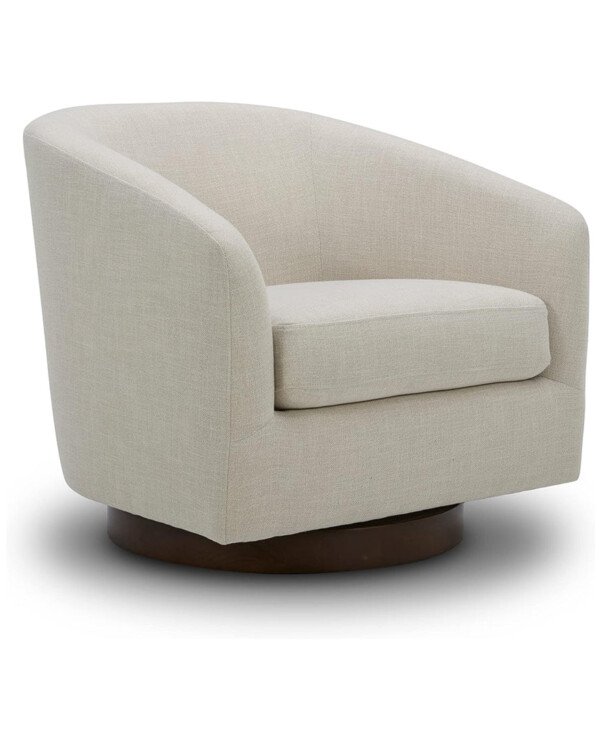 CHITA Swivel Accent Chair Armchair, Round Barrel Chair in Fabric for Living Room Bedroom, Linen chinaatoday