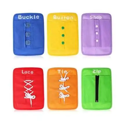 YHZAN Montessori Sensory Toys Early Learning Basic Life Skills Busy Board Learn to Dress Practice Boards - Zip, Snap, Button, Buckle, Lace & Tie Toys for 2 3 4 Year Old Toddlers