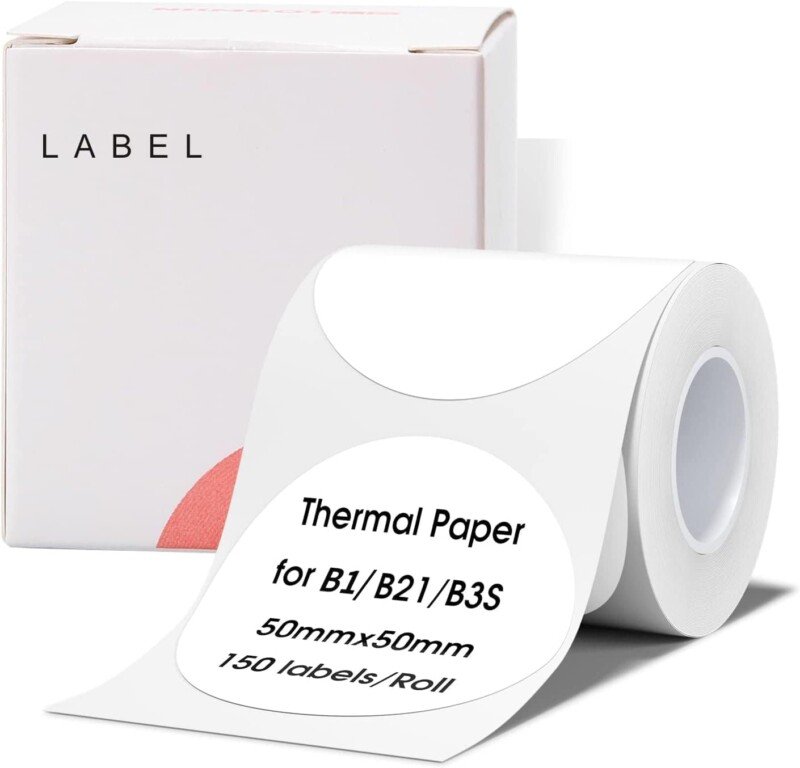 NIIMBOT Labels for B1/B21/B3S Label Printer, Thermal Labels 2'' x 2''(50x50mm), Waterproof, Oil-Proof Sticker Labels, 1 Roll of 150 Sticker Labels (Round Clear) - Image 6