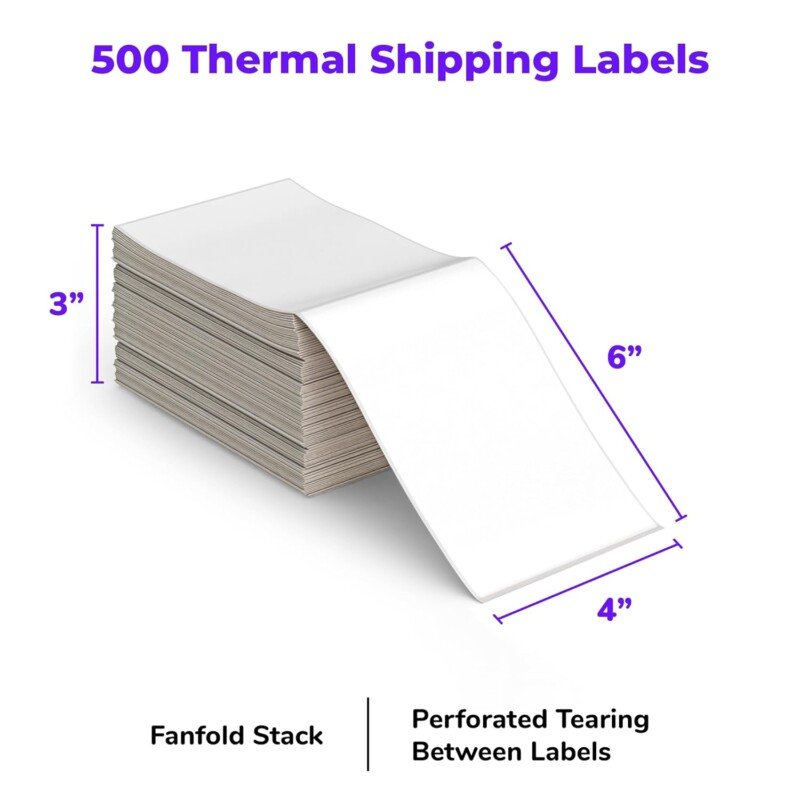 Rollo Direct Thermal Shipping Labels - Pack of 500 4x6 Thermal Labels Fanfold - Perforated and Strong Adhesive (Commercial Grade) - Image 3