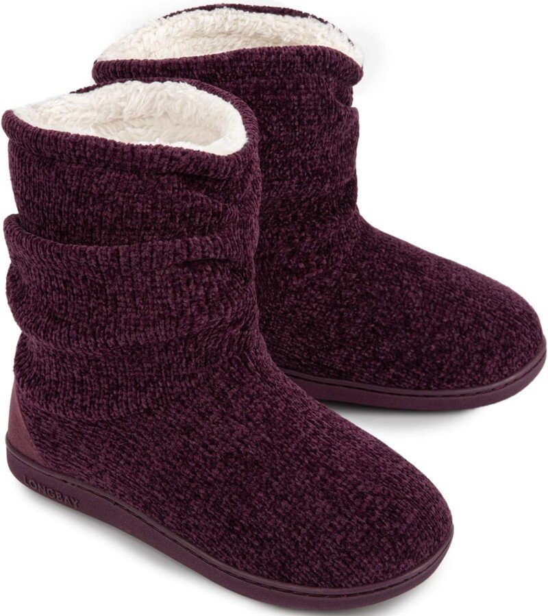 Winter Women's Chenille Knit Bootie Slippers Cute Plush Fleece Memory Foam - Image 5