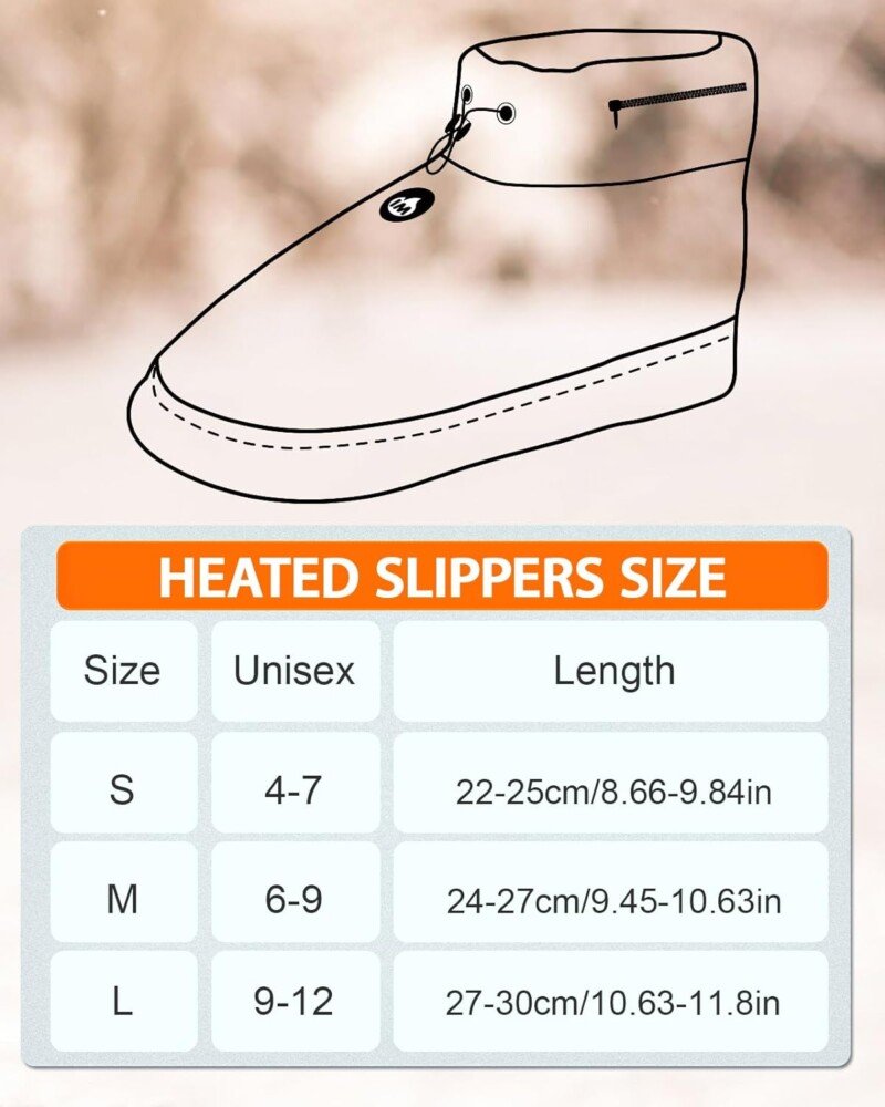 Heated Slippers Women, Unisex Electric Winter Boots Rechargeable Heated Slippers for Men 3 Levels Adjustable with 5000mAh Battery, Fast Heating Foot Warmer Shoes for House Outdoor - Image 3