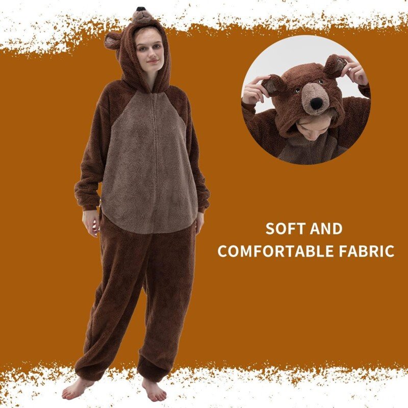 Polar Bear Unisex Adult Onesie Pajamas Cosplay Animal One Piece Halloween Costume Sleepwear - Image 17