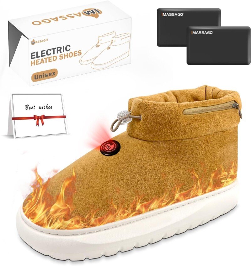 Heated Slippers Women, Unisex Electric Winter Boots Rechargeable Heated Slippers for Men 3 Levels Adjustable with 5000mAh Battery, Fast Heating Foot Warmer Shoes for House Outdoor - Image 2