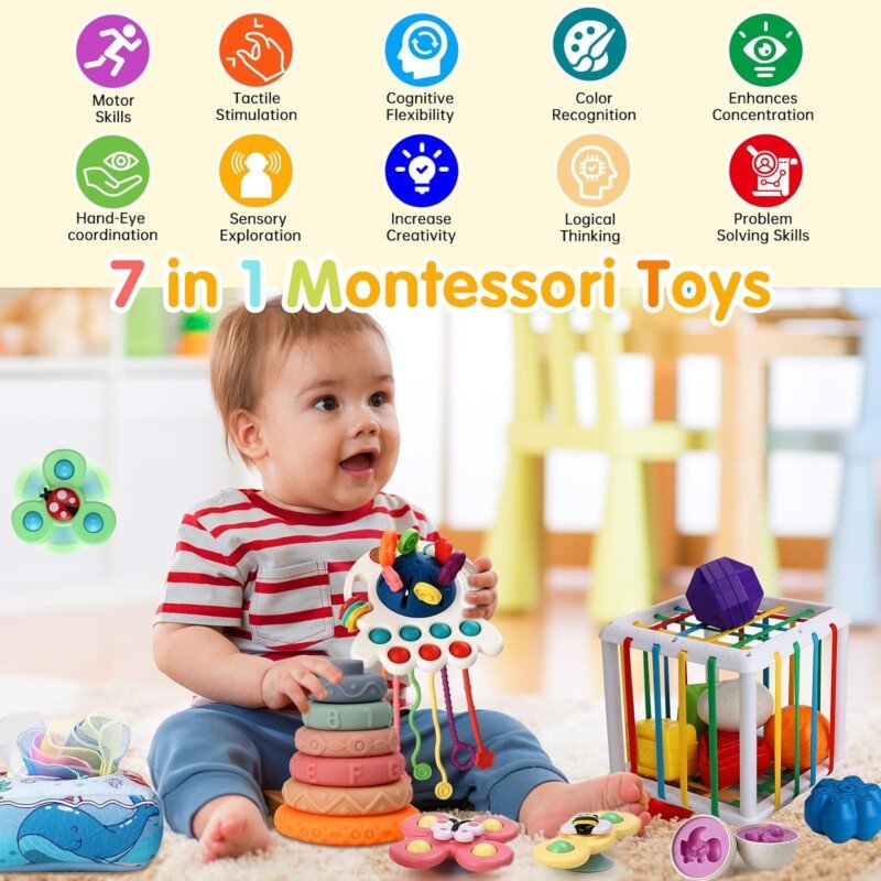 7in1 Montessori Baby Toys Interactive and Developmental Toddler Set - Image 3