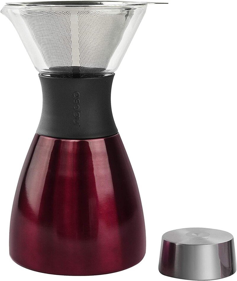 asobu Insulated Pour Over Coffee Maker (32 oz.) Double-Wall Vacuum, Stainless-Steel Filter and Take on the Go Carafe (Burgundy) - Image 9