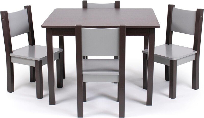 Humble Crew, Espresso/Grey Modern Table Set, 4 Chairs-Toddler - Image 3