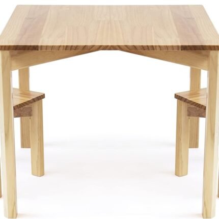 Humble Crew, Natural Honey Grain Solid Wood Table Set, 2 Chairs-Big Kid