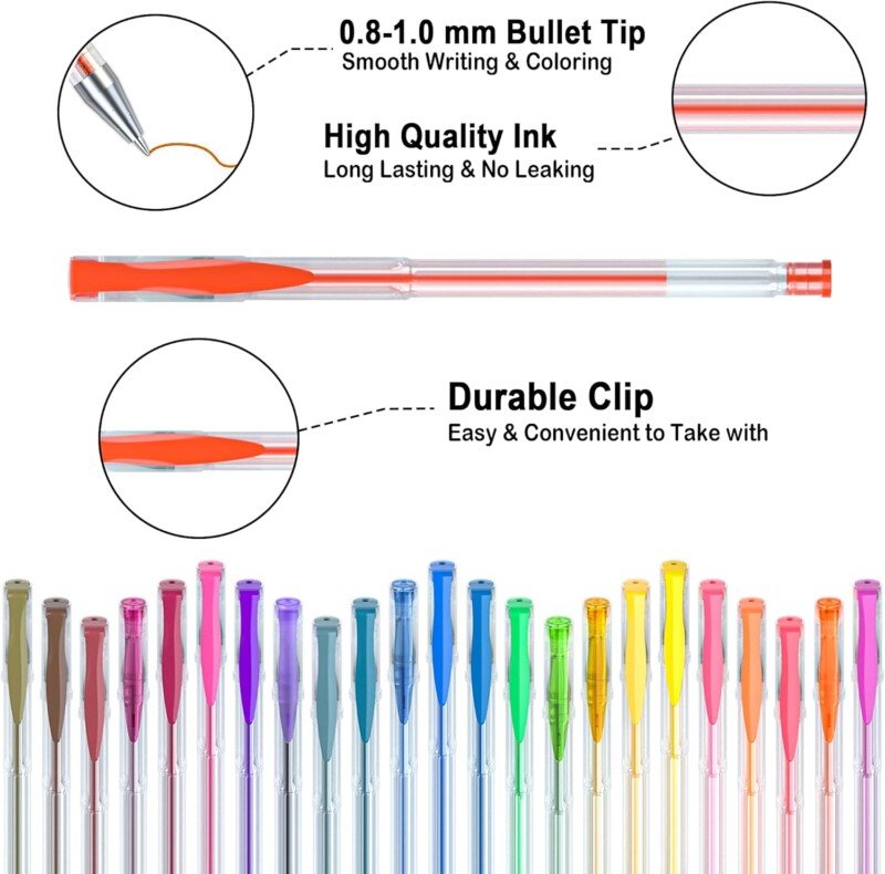 360 Pack Gel Pens Set with 180 Colors Refills Perfect for Coloring Art - Image 5