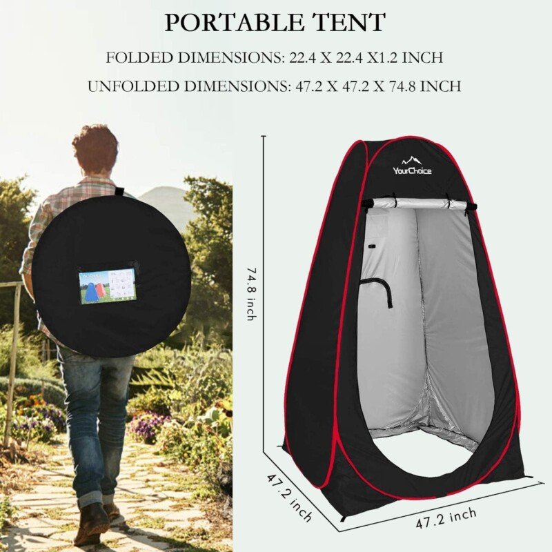 Your Choice Privacy Tent - Pop Up Shower Changing Toilet Tent Portable Camping Privacy Shelters Room 6.2 FT Tall with Carrying Bag for Outdoors Indoors - Image 3