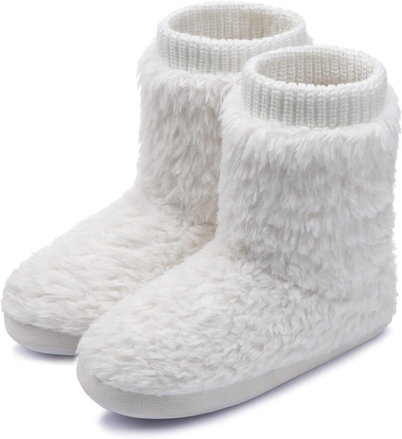 Faux Fleece Fuzzy Ankle Bootie Slippers with Anti-Slip Sole Warm Outdoor Indoor Slippers - Image 2