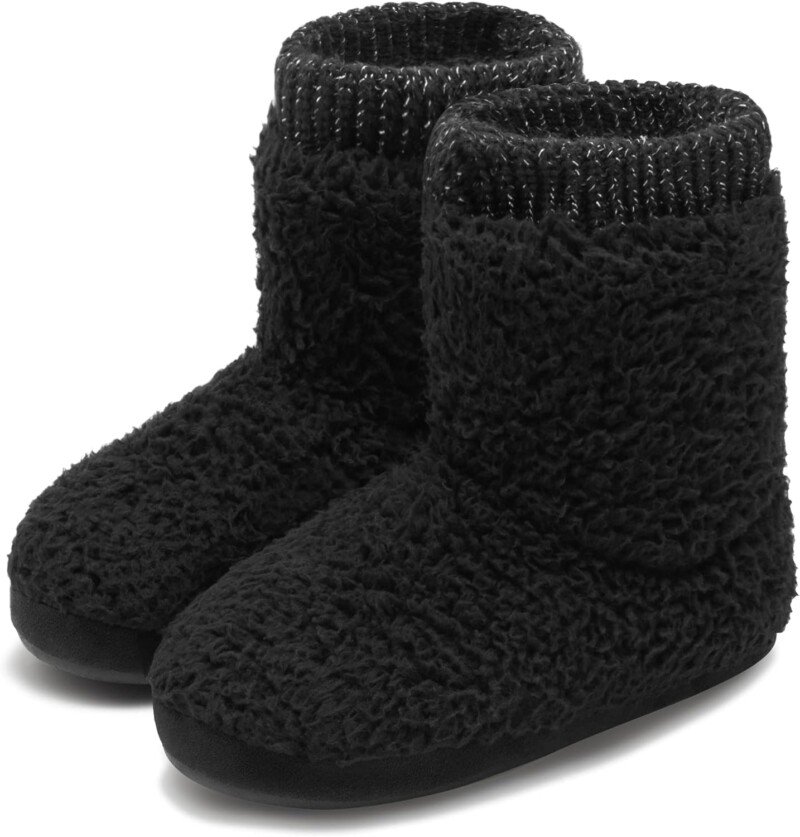 Faux Fleece Fuzzy Ankle Bootie Slippers with Anti-Slip Sole Warm Outdoor Indoor Slippers - Image 4