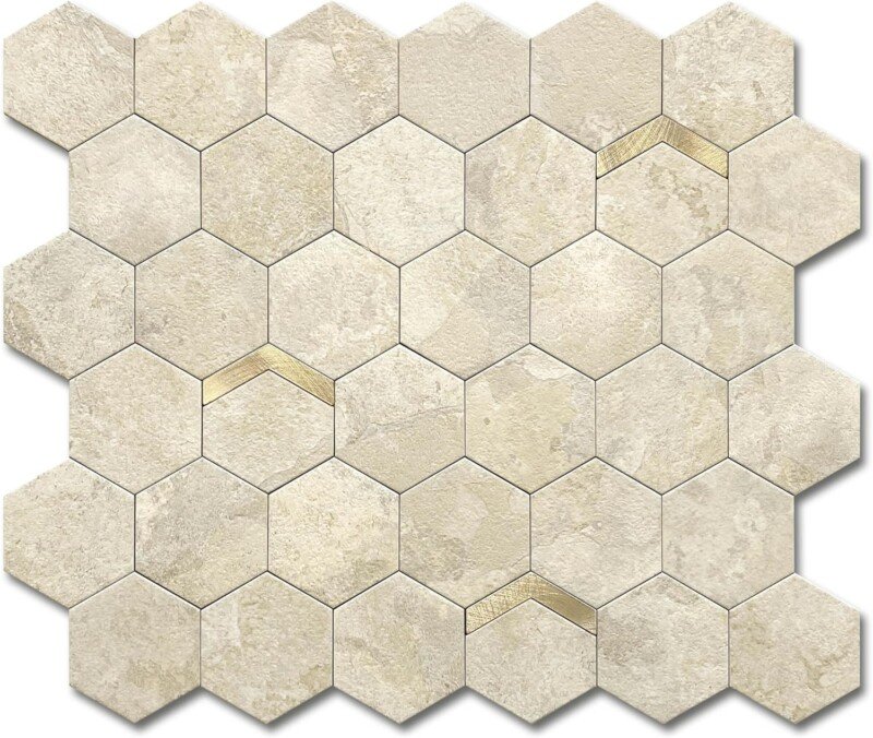 VAOVI Peel and Stick Backsplash Tile,Backsplash Tile for Kitchen Peel and Stick Wall Panels Hexagon Marble Tile(10pcs,Beige Gold) - Image 2