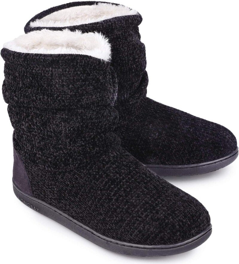 Winter Women's Chenille Knit Bootie Slippers Cute Plush Fleece Memory Foam - Image 7