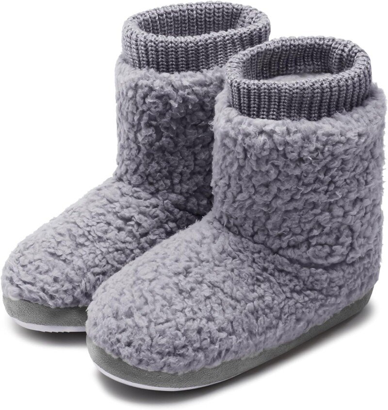 Faux Fleece Fuzzy Ankle Bootie Slippers with Anti-Slip Sole Warm Outdoor Indoor Slippers - Image 6