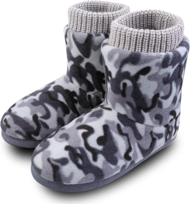 Faux Fleece Fuzzy Ankle Bootie Slippers with Anti-Slip Sole Warm Outdoor Indoor Slippers - Image 5