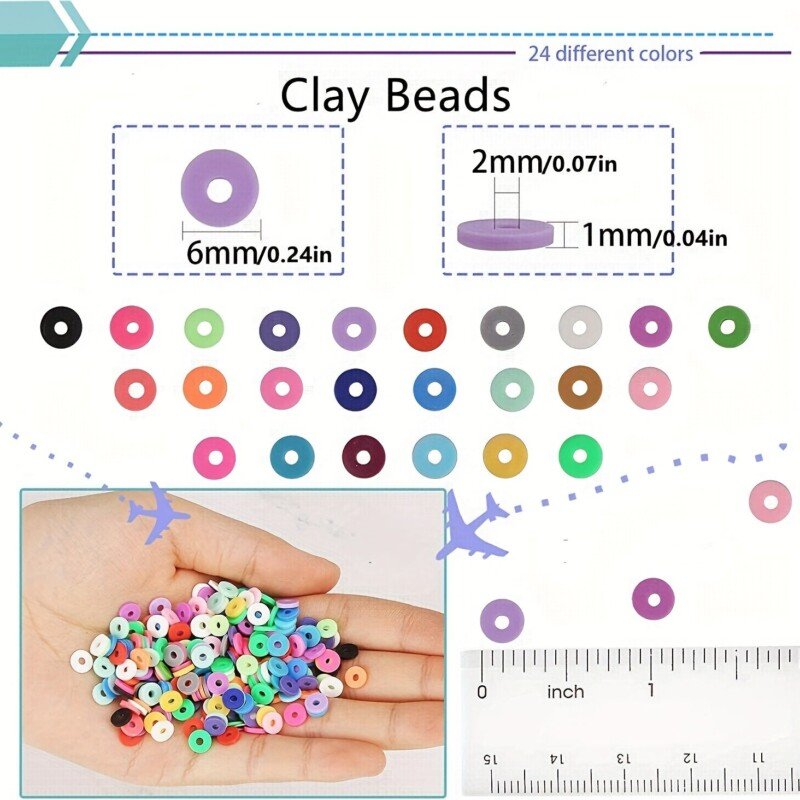 2boxes 7100pcs Clay Beads For Bracelet Making Kit, 24 Colors Flat Round Polymer Clay Beads Kit With 900pcs Acrylic Letters Beads Alloy Pendant Charms And Elastic Strings For Jewelry Making DIY Craft - Image 5