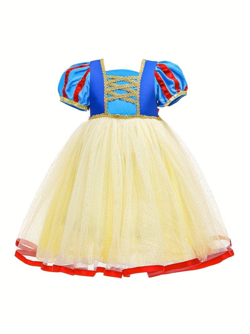 Girls Dress Costume, Princess Dress, Jewelry, Gloves, Crown & Princess Wand, For Christmas Evening Party Birthday, Kids Clothes - Image 6