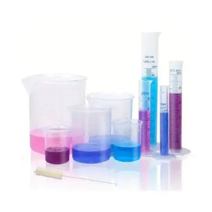10pcs/Set Plastic Scale Measuring Cartridge And Flask, 0.34oz, 0.85oz, 50ml, 3.38oz Measuring Cartridge With 50ml, 3.38oz, 8.45oz, 16.91oz, 33.81oz Flask And 1 Tube Brush, Perfect For Home And School Science Lab