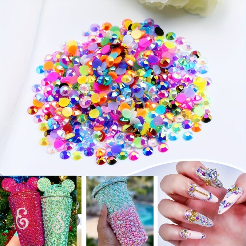 500/1000pcs Jelly Resin Rhinestones Bulk AB Flatback Round Jelly Rhinestones Bedazzling Non Hotfix Crystal Gems For Crafts Clothes Tumblers Face Makeup Manicure 2/3/4mm - Image 9